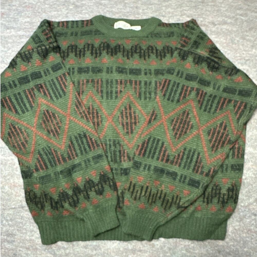 Vintage 80s 70s Sears Men’s Store Sweater Size XL Funky Psychedelic Grandpa Dad